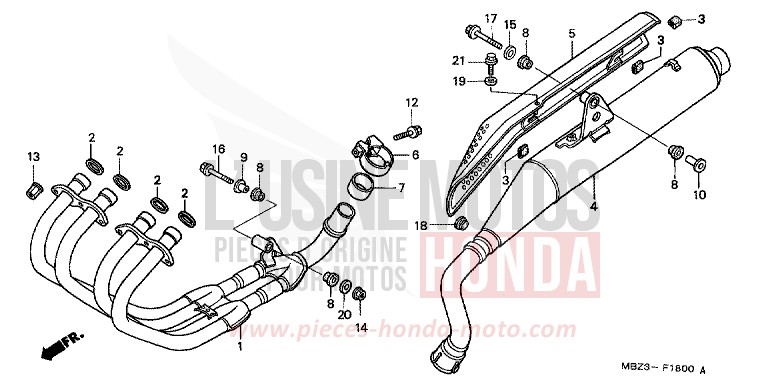 ABGAS-SCHALLDAEMPFER von CB1300 Super Bold'or ABS BOON SILVER METALLIC (NH373) von 1998